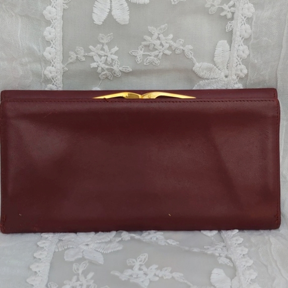 Cartier Kisslock Tri-fold Bordeaux Long Leather Wallet - Picture 6 of 17